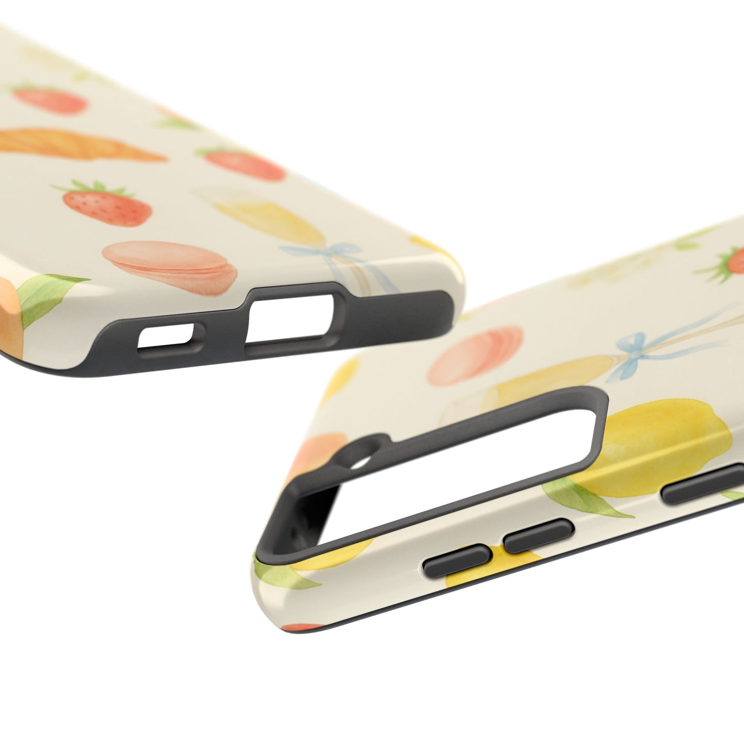 Tough Phone Case — Strawberries, Croissant & Champagne Floral Design