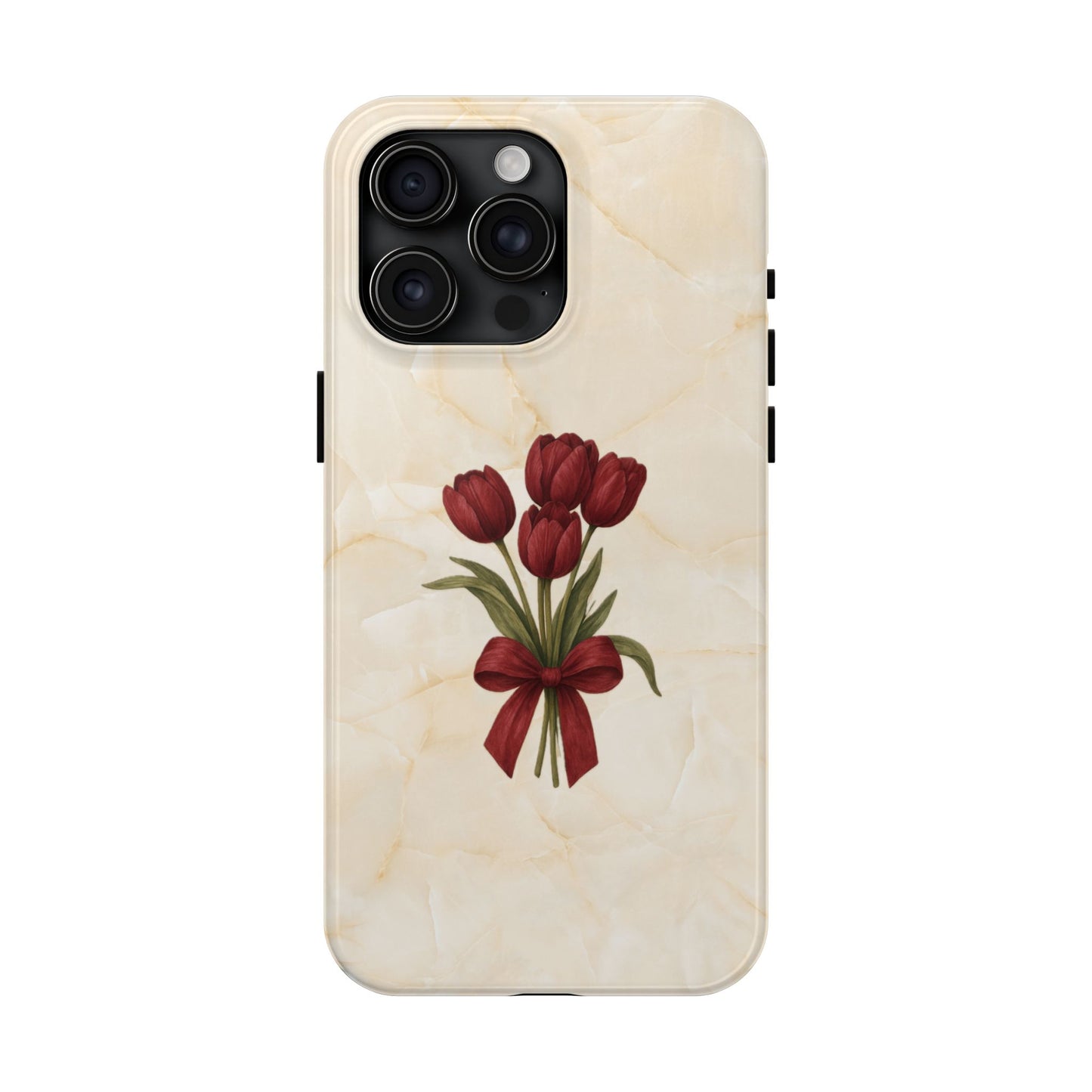 Tough Phone Case — Red Tulip Bouquet on Marble