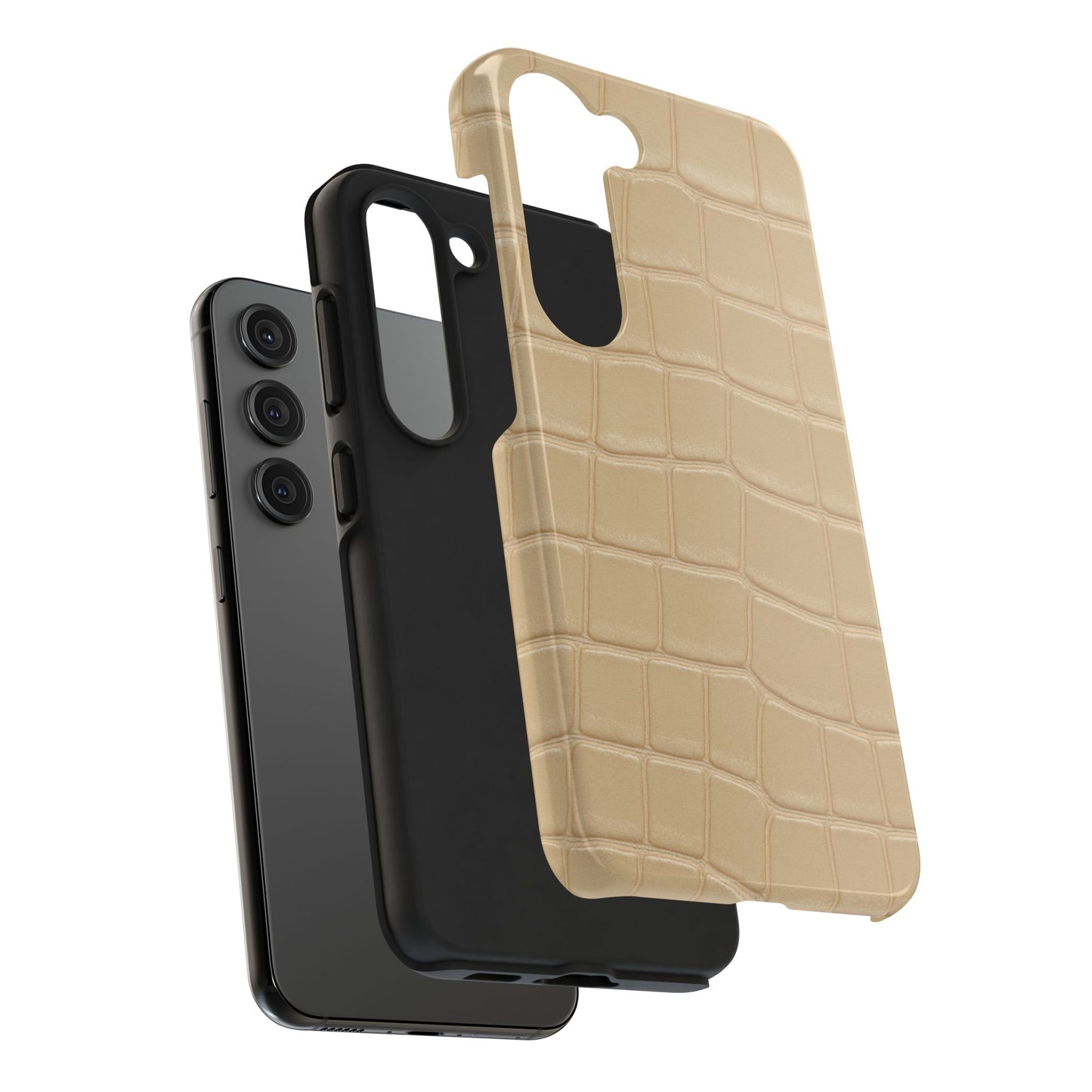 Tough Phone Case — Shockproof Alligator-Texture, Beige Croc