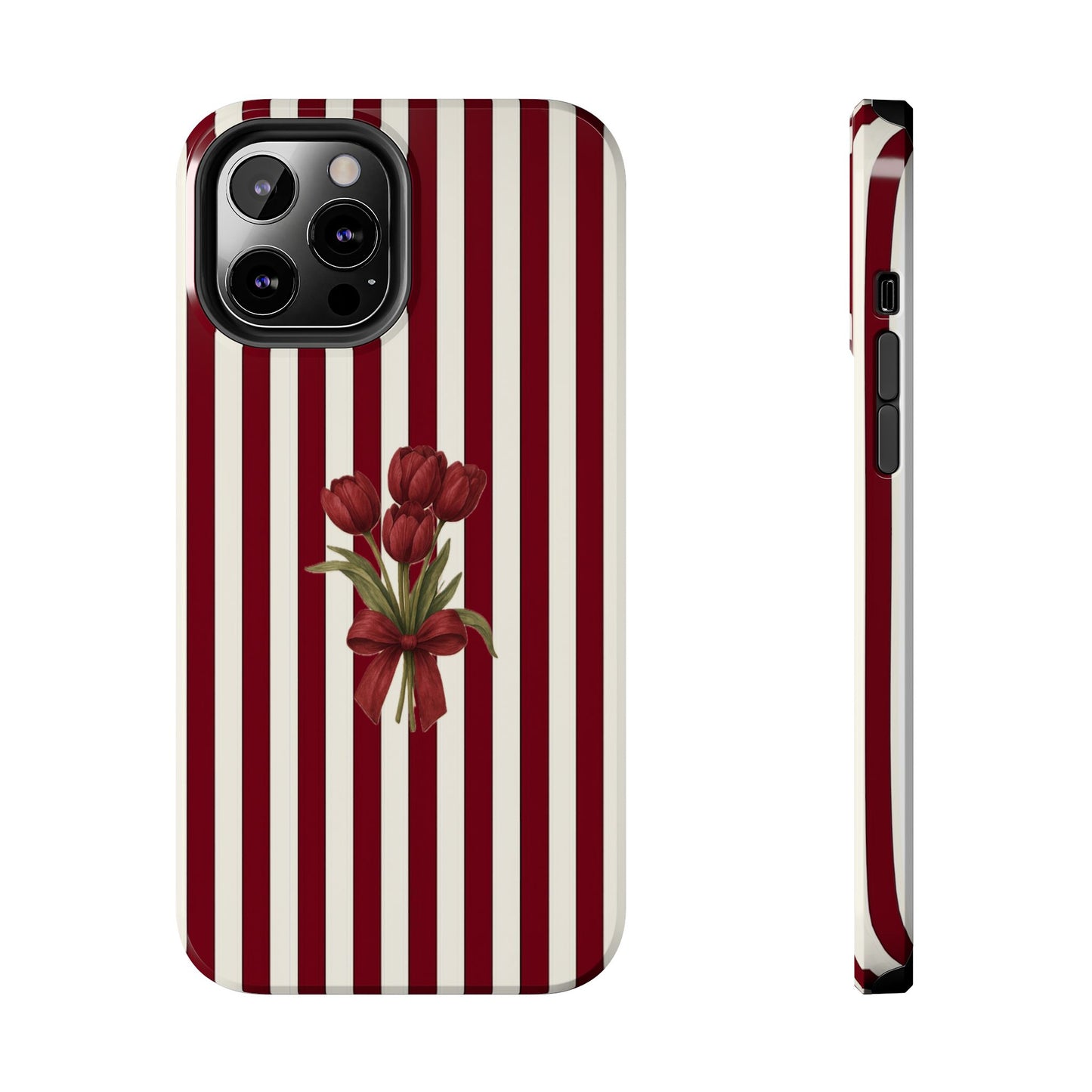 Tough Phone Case —Red Stripe Floral Bouquet