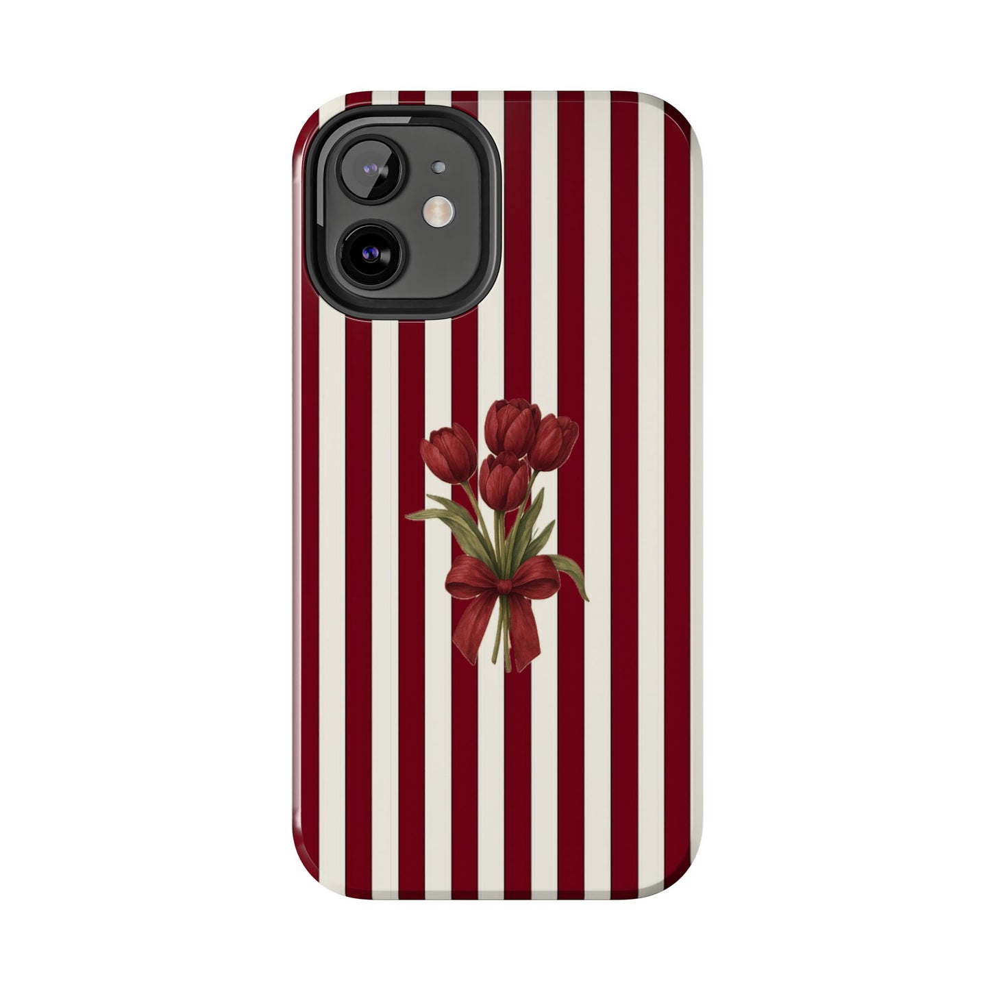 Tough Phone Case —Red Stripe Floral Bouquet