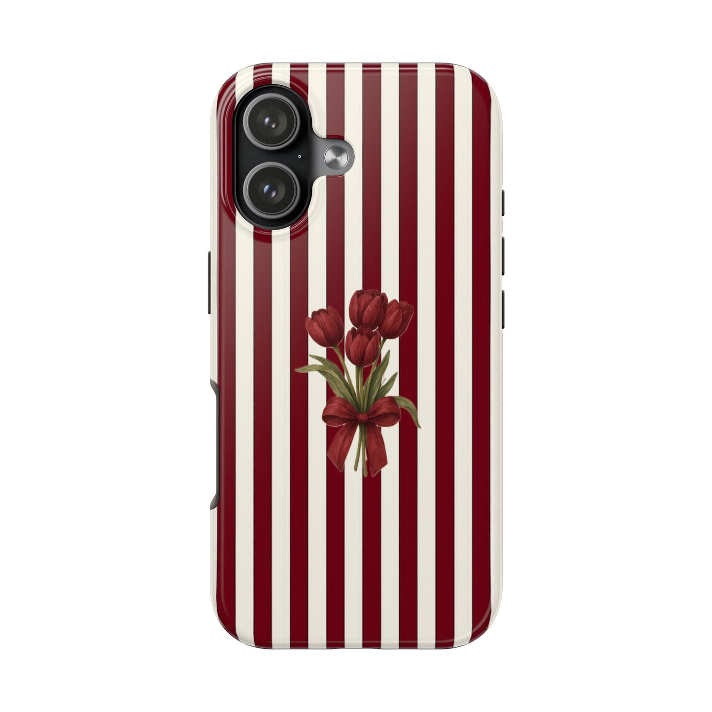 Tough Phone Case —Red Stripe Floral Bouquet
