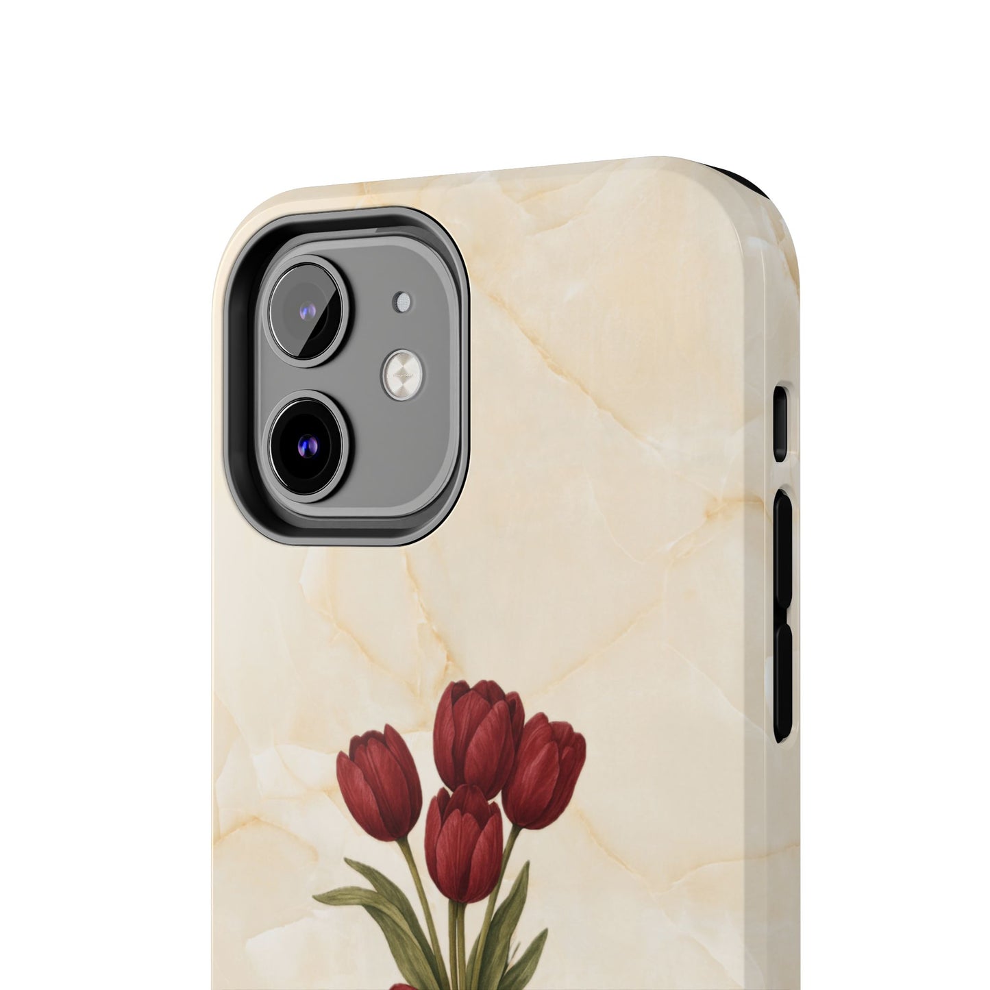 Tough Phone Case — Red Tulip Bouquet on Marble