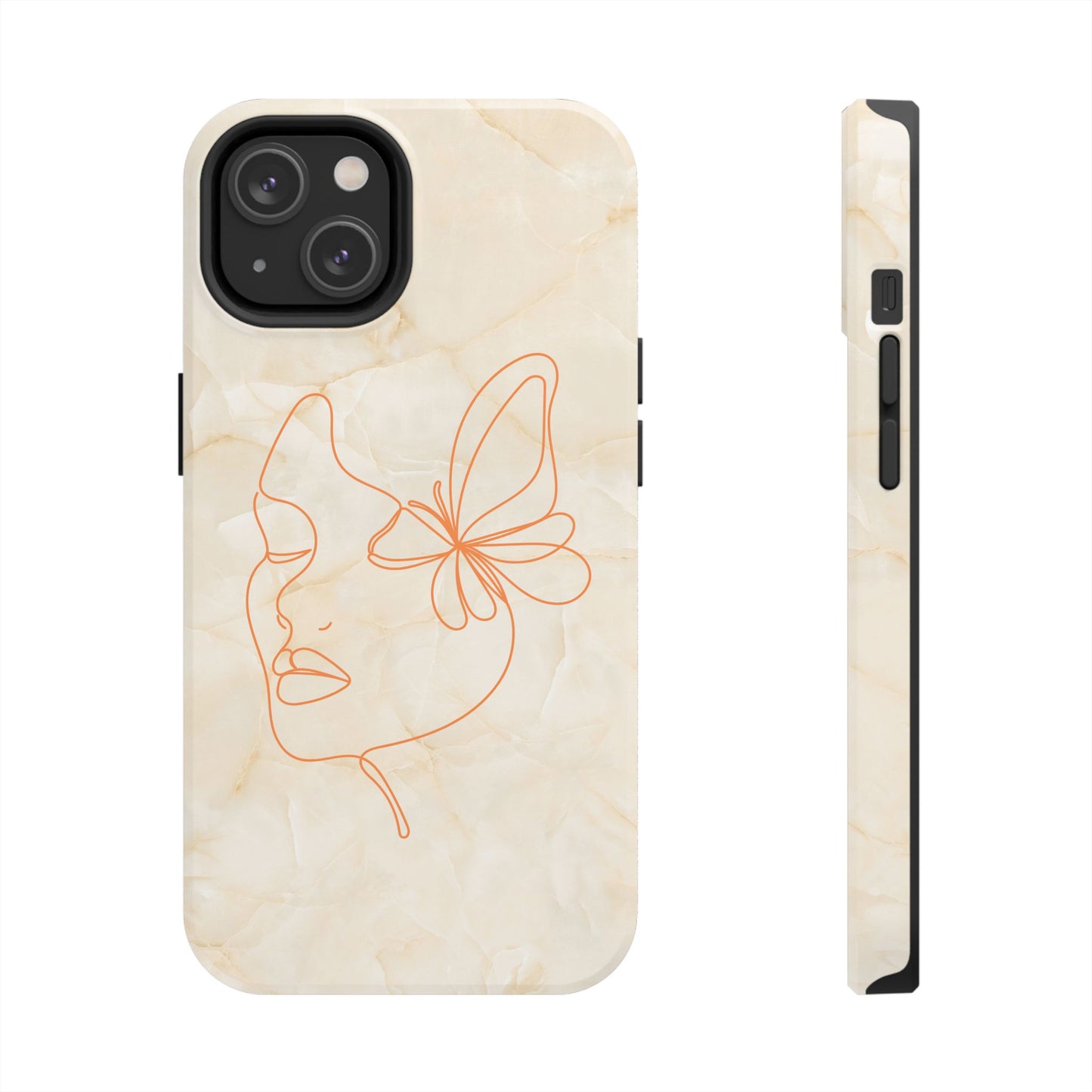 Tough Phone Case —  Marble Line Art, Minimal Elegant