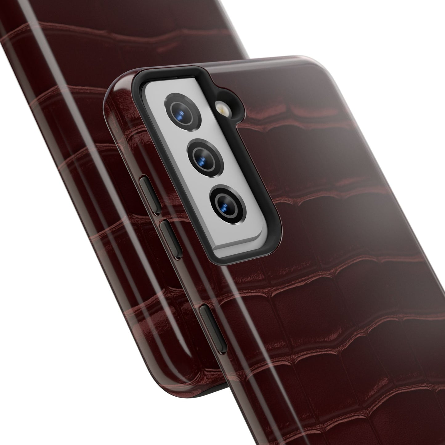Tough Phone Case — Burgundy, Croc-Embossed