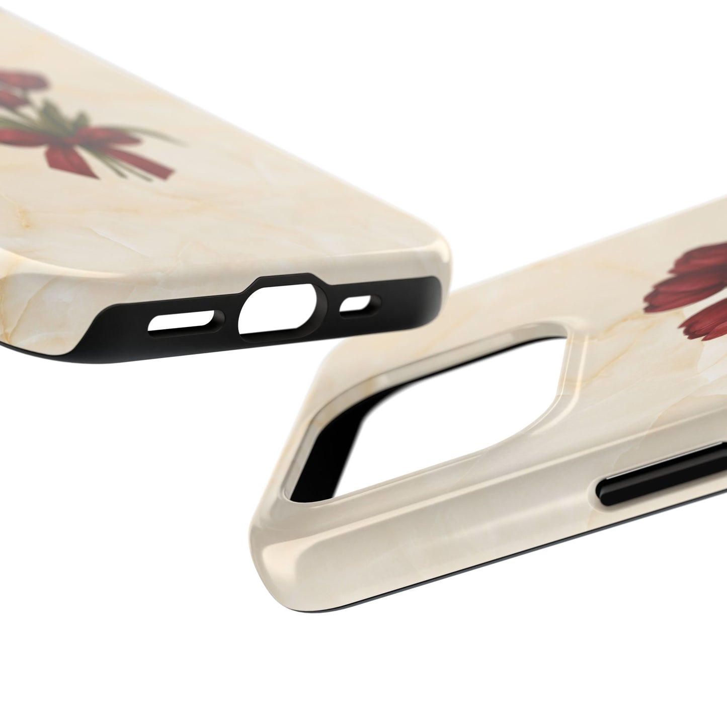 Tough Phone Case — Red Tulip Bouquet on Marble