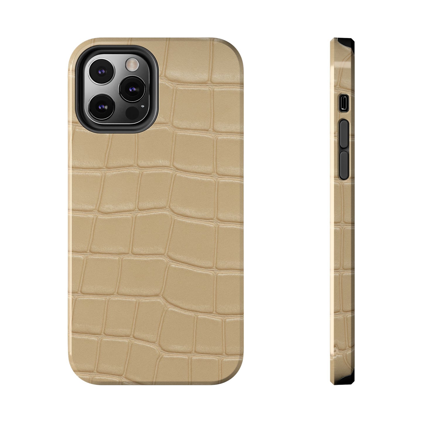 Tough Phone Case — Shockproof Alligator-Texture, Beige Croc