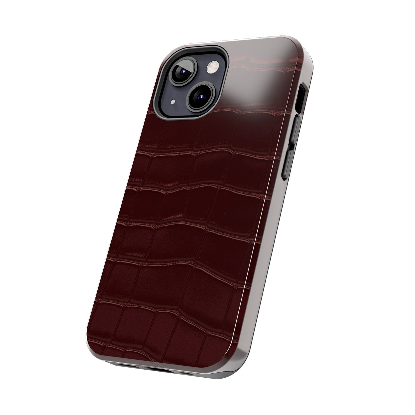 Tough Phone Case — Burgundy, Croc-Embossed