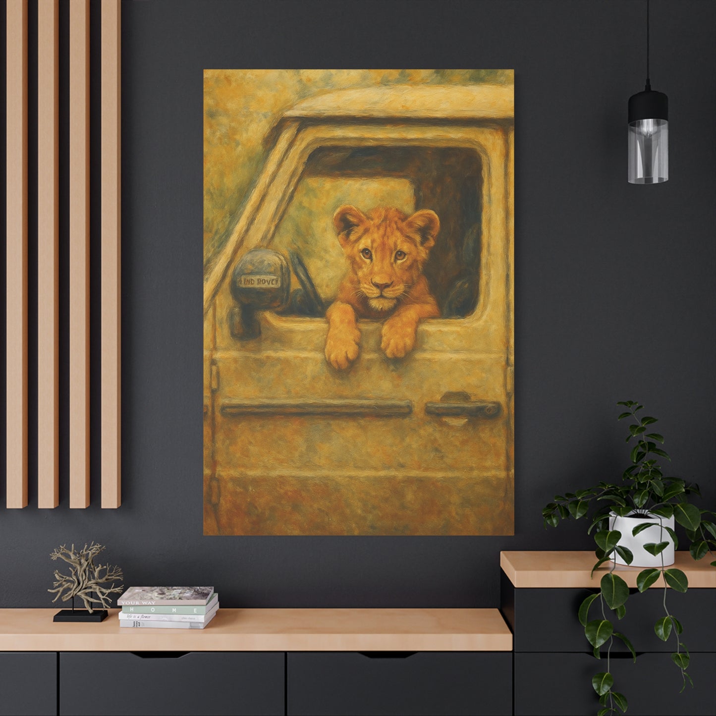 Canvas Wall Art - Lion Animal Jeep Design