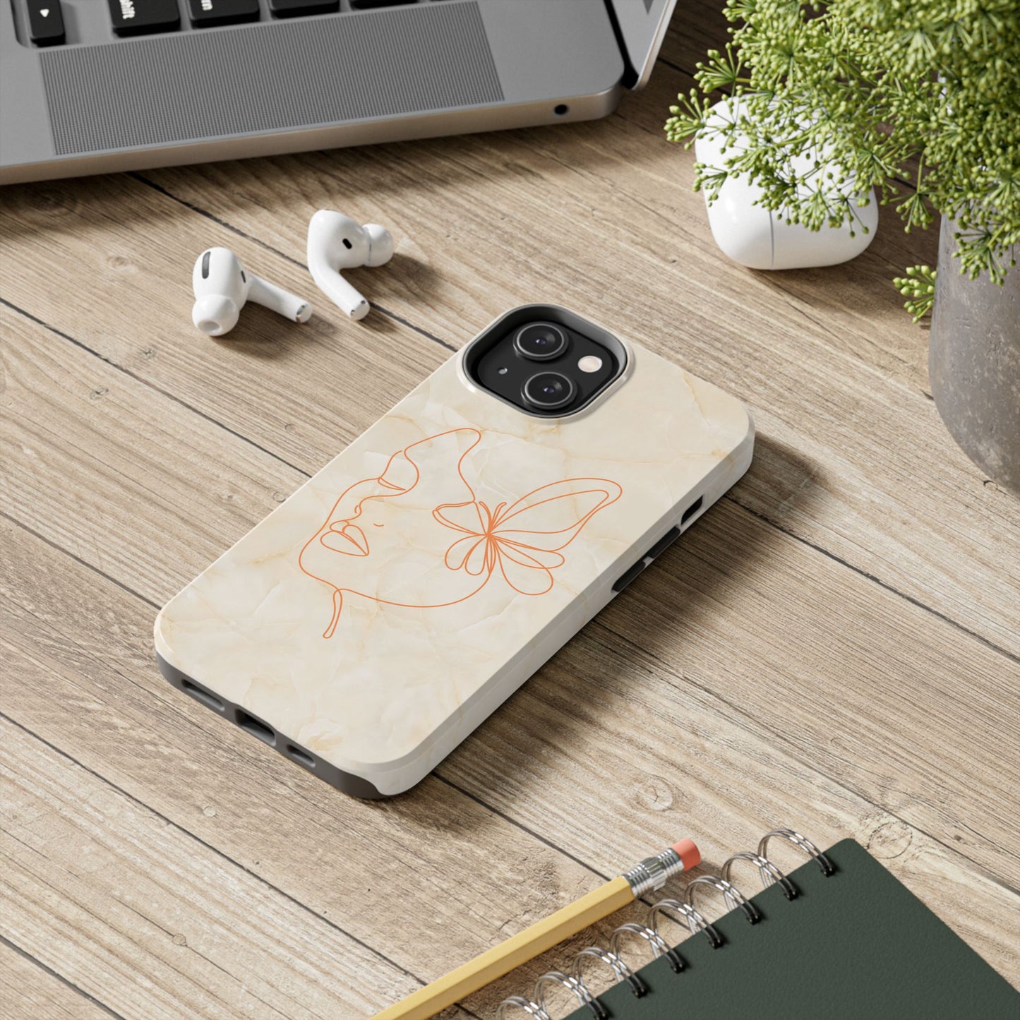 Tough Phone Case —  Marble Line Art, Minimal Elegant