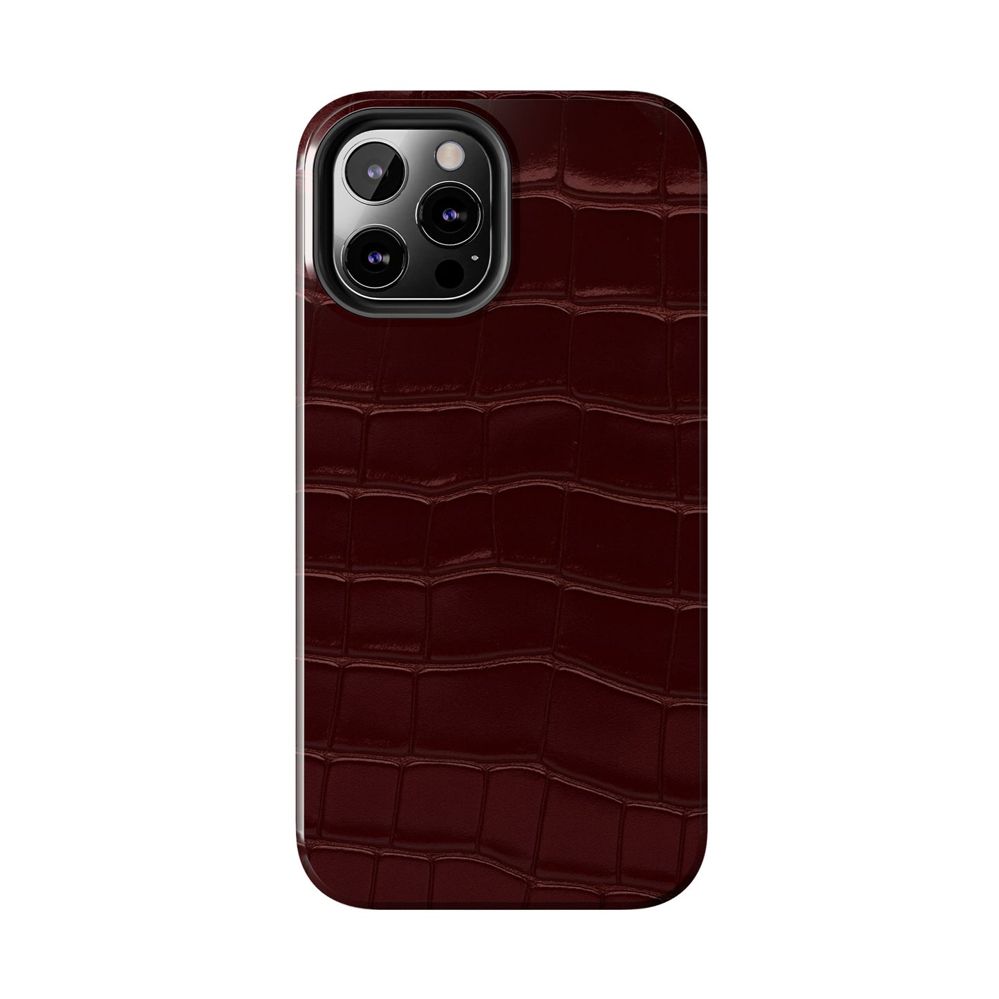Tough Phone Case — Burgundy, Croc-Embossed