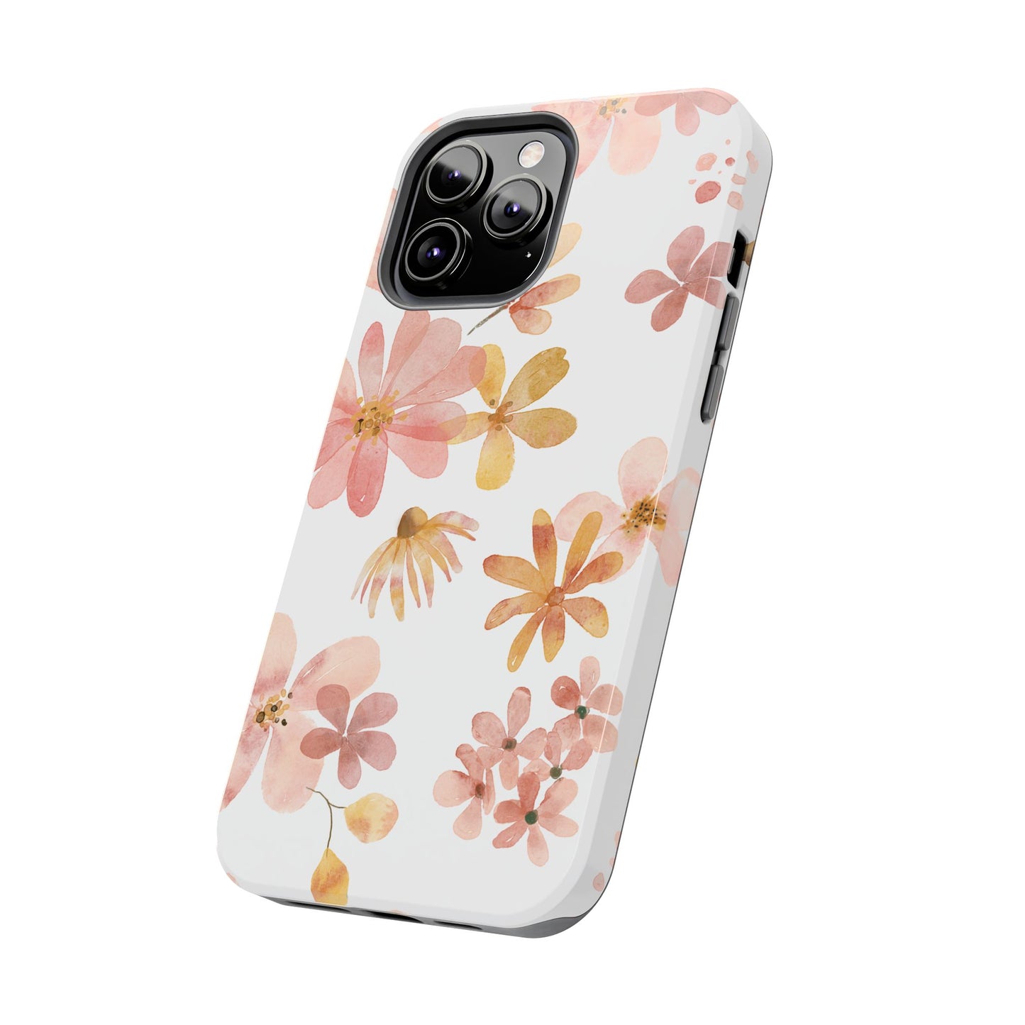 Tough Phone Case — Pink & Gold Blossom Protective Cover