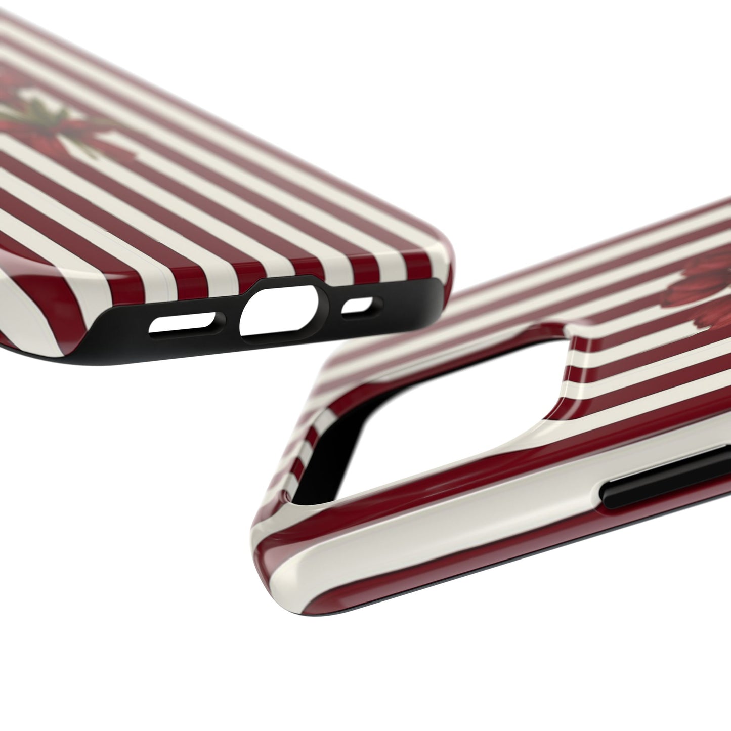 Tough Phone Case —Red Stripe Floral Bouquet