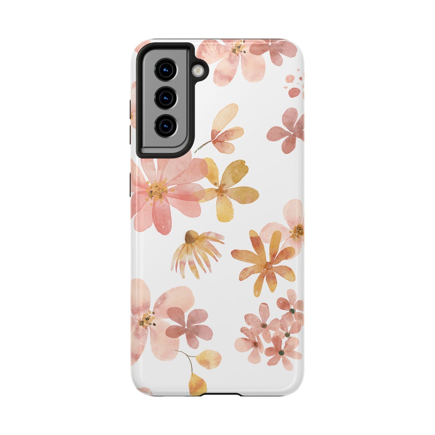 Tough Phone Case — Pink & Gold Blossom Protective Cover