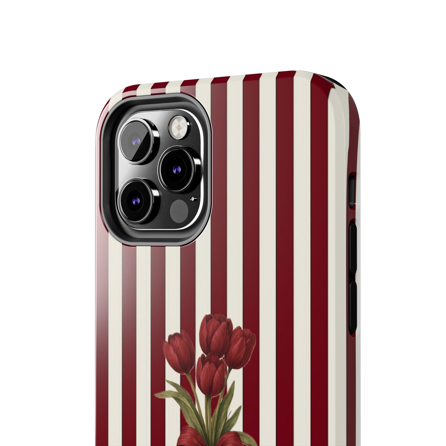 Tough Phone Case —Red Stripe Floral Bouquet
