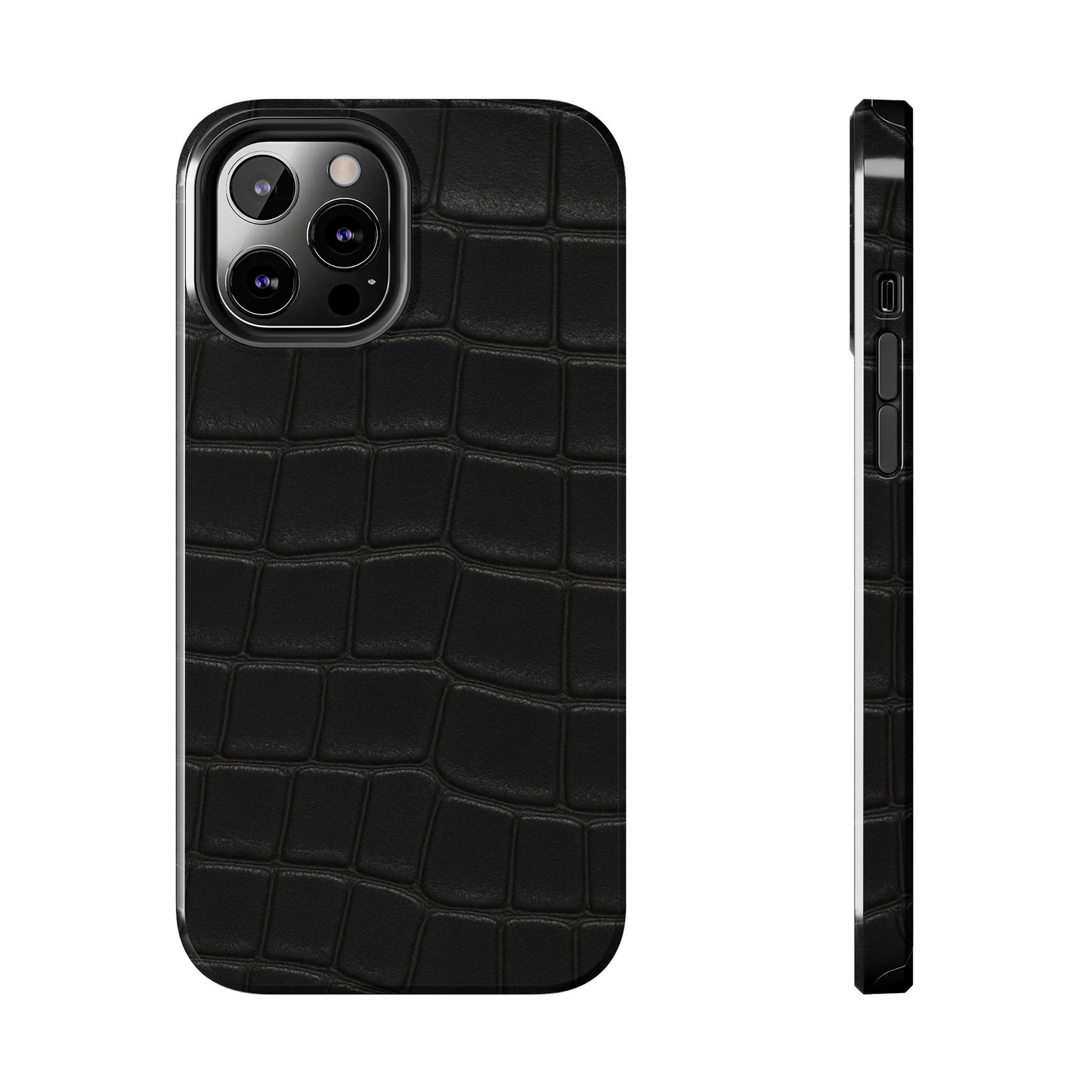 Tough Phone Case – Black Croc Texture