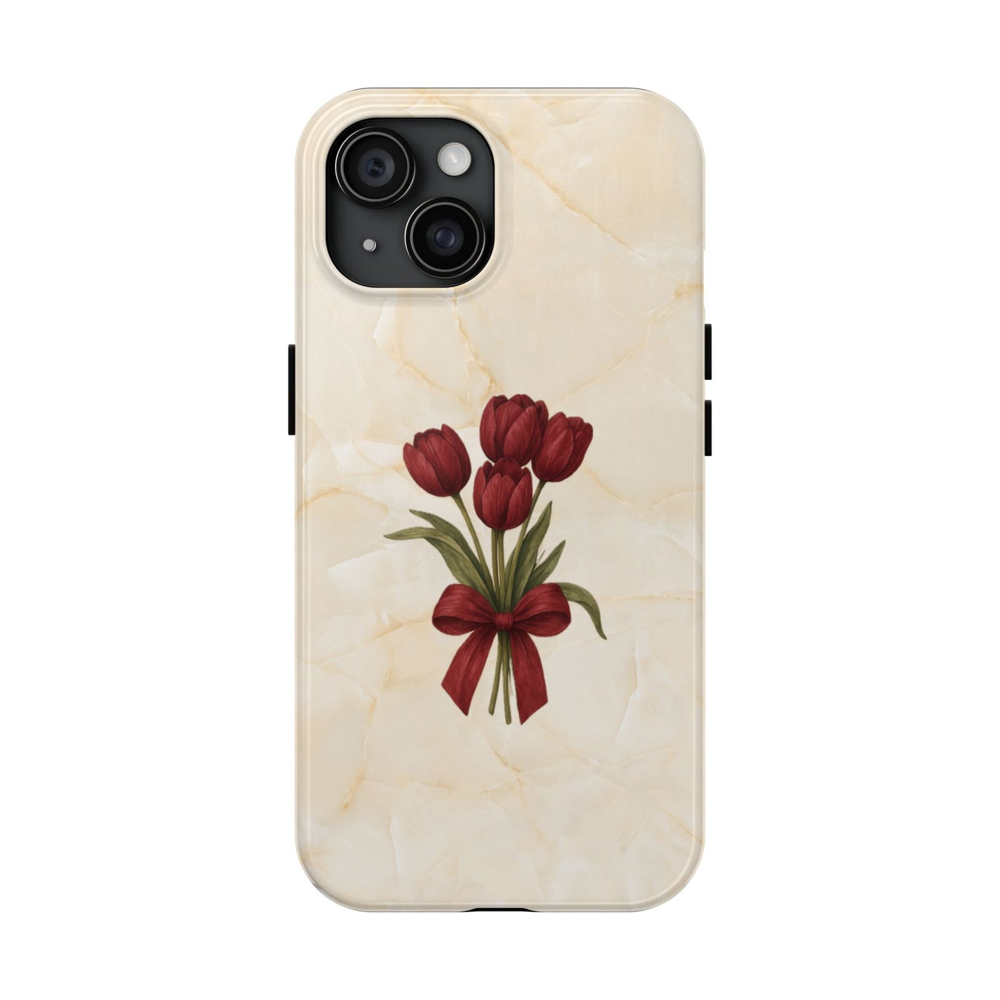 Tough Phone Case — Red Tulip Bouquet on Marble
