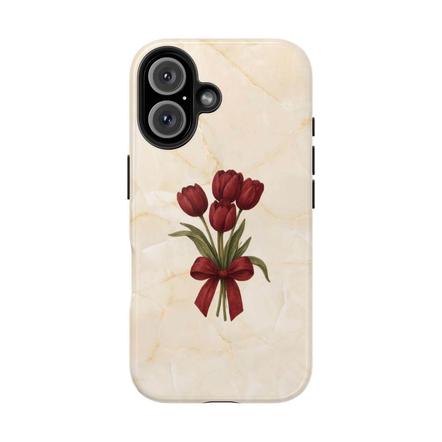 Tough Phone Case — Red Tulip Bouquet on Marble
