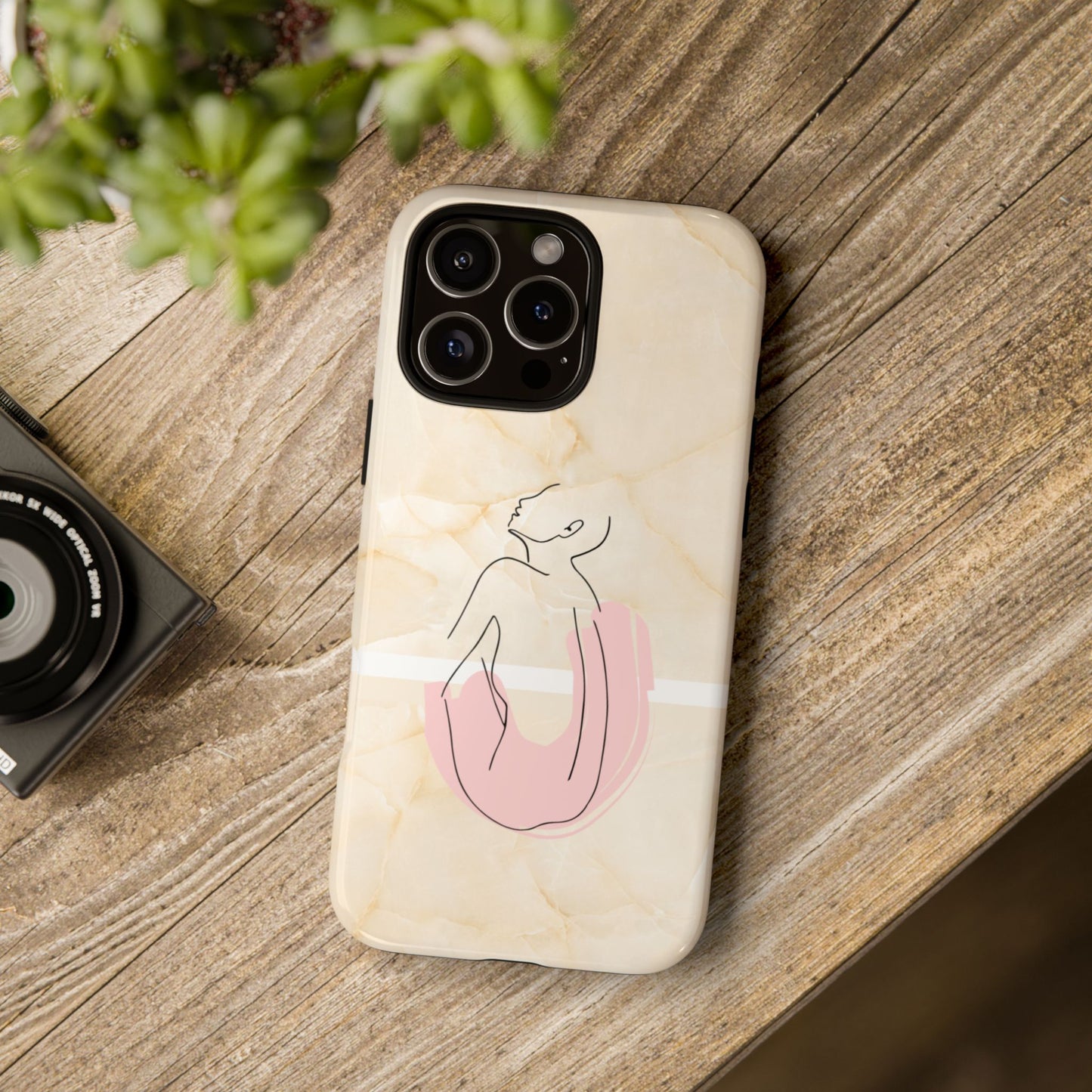 Tough Phone Case — Marble Minimalist Line Art