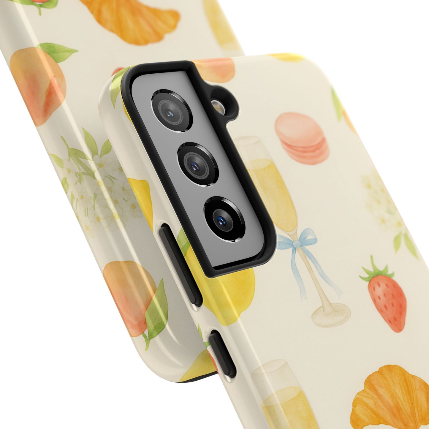 Tough Phone Case — Strawberries, Croissant & Champagne Floral Design