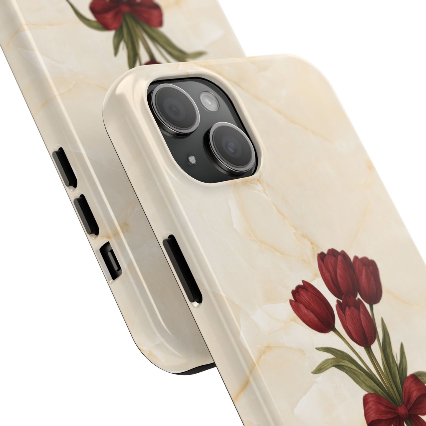 Tough Phone Case — Red Tulip Bouquet on Marble