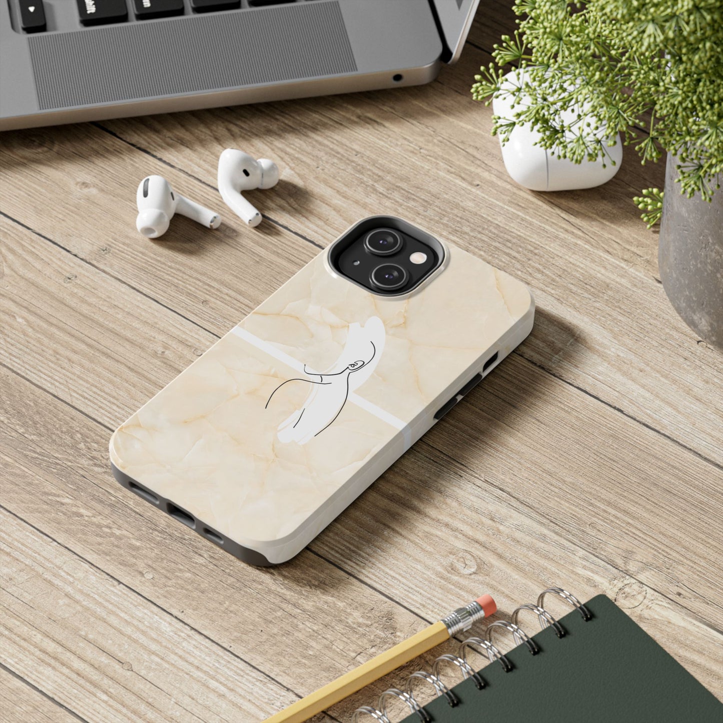 Tough Phone Case — Marble Minimalist Line Art