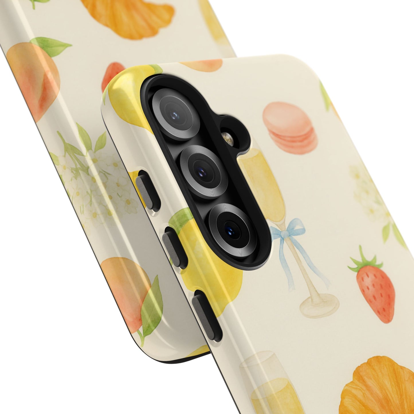 Tough Phone Case — Strawberries, Croissant & Champagne Floral Design