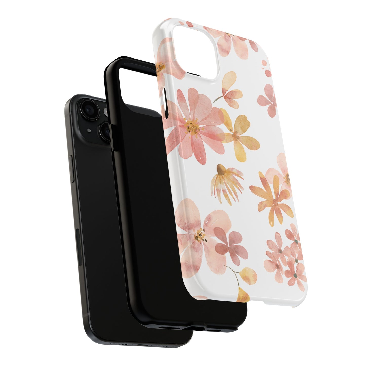 Tough Phone Case — Pink & Gold Blossom Protective Cover
