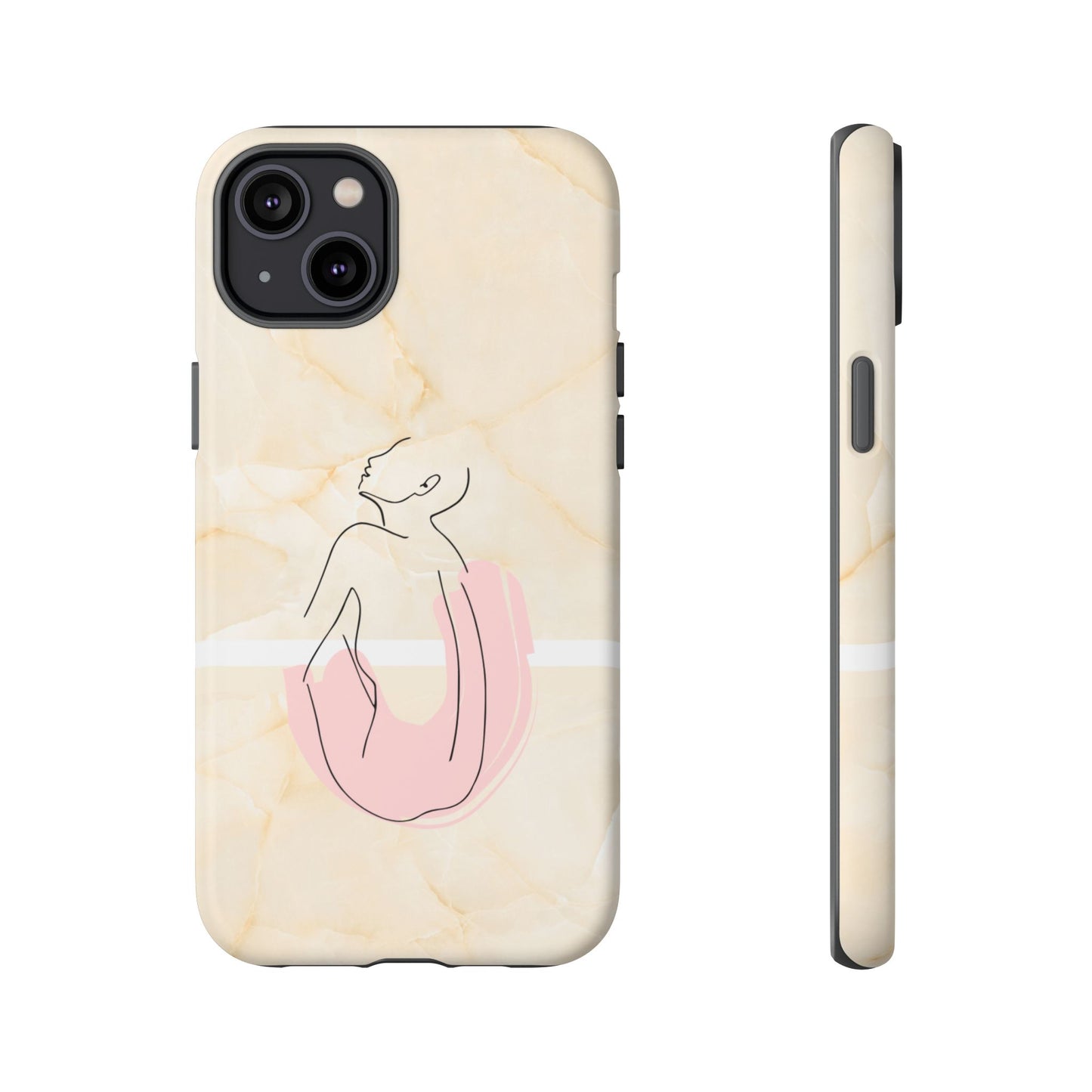 Tough Phone Case — Marble Minimalist Line Art