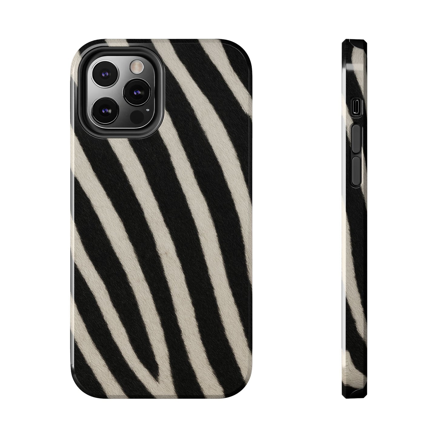 Tough Phone Case —Zebra Stripe, Black & White Animal Print