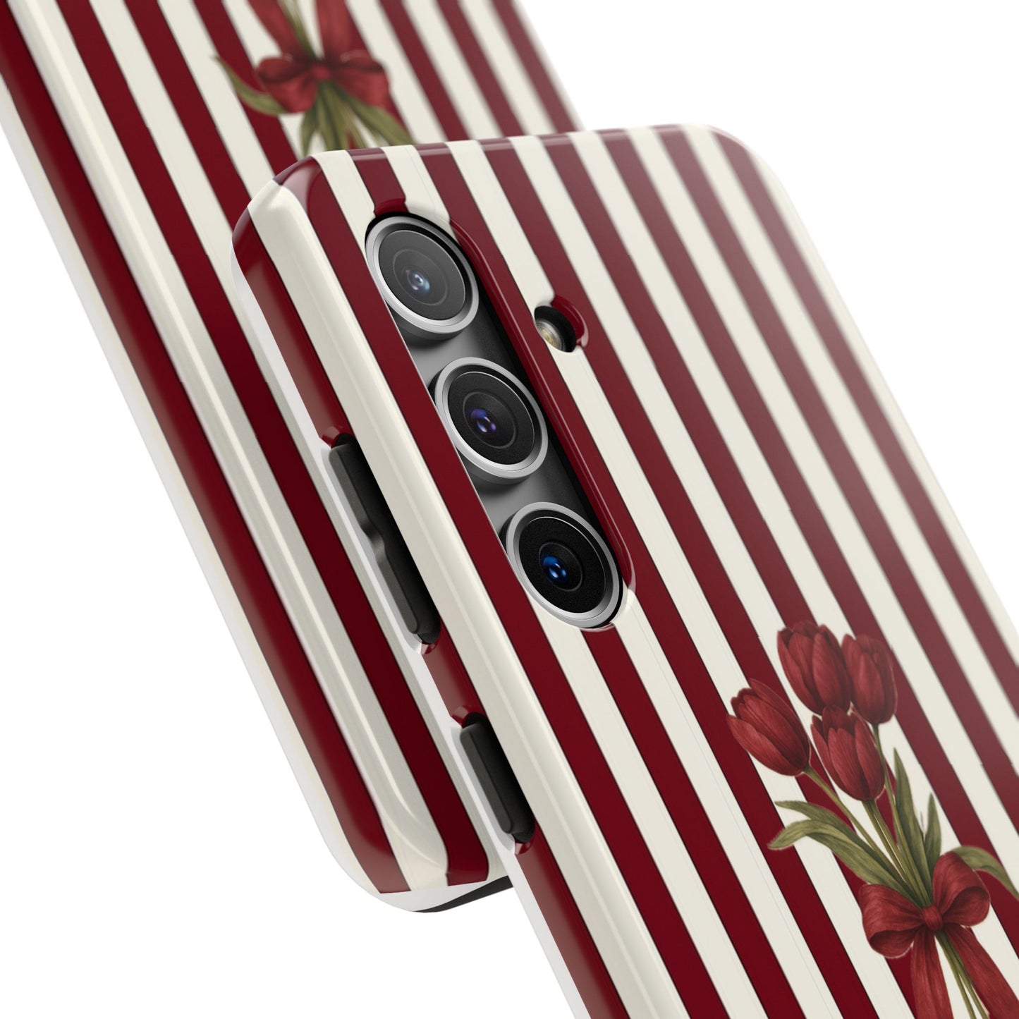 Tough Phone Case —Red Stripe Floral Bouquet