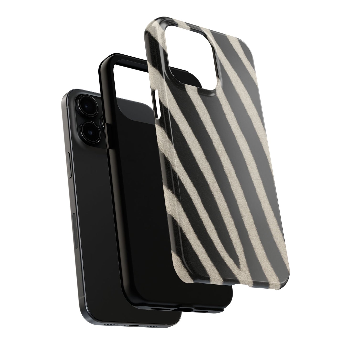 Tough Phone Case —Zebra Stripe, Black & White Animal Print