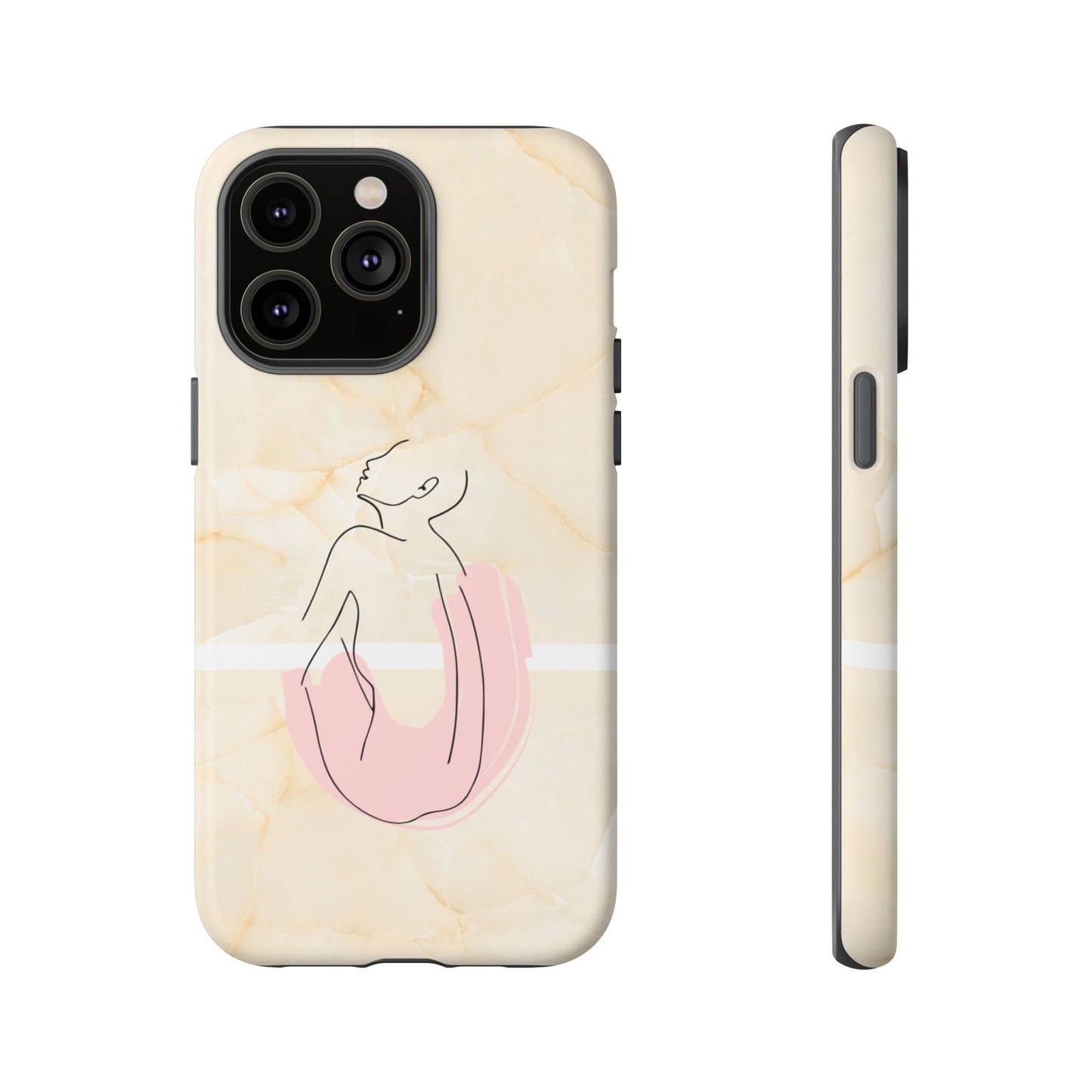 Tough Phone Case — Marble Minimalist Line Art