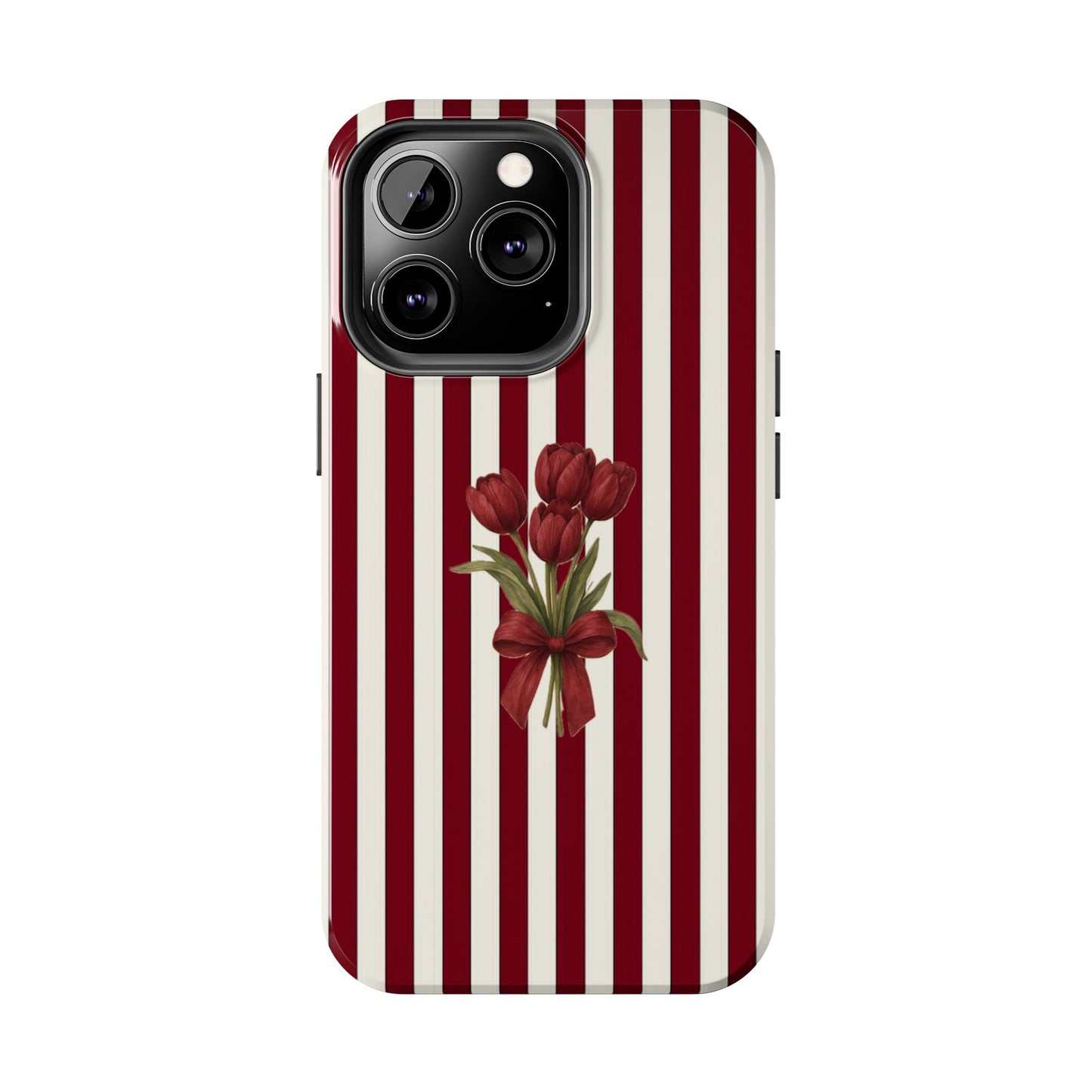 Tough Phone Case —Red Stripe Floral Bouquet