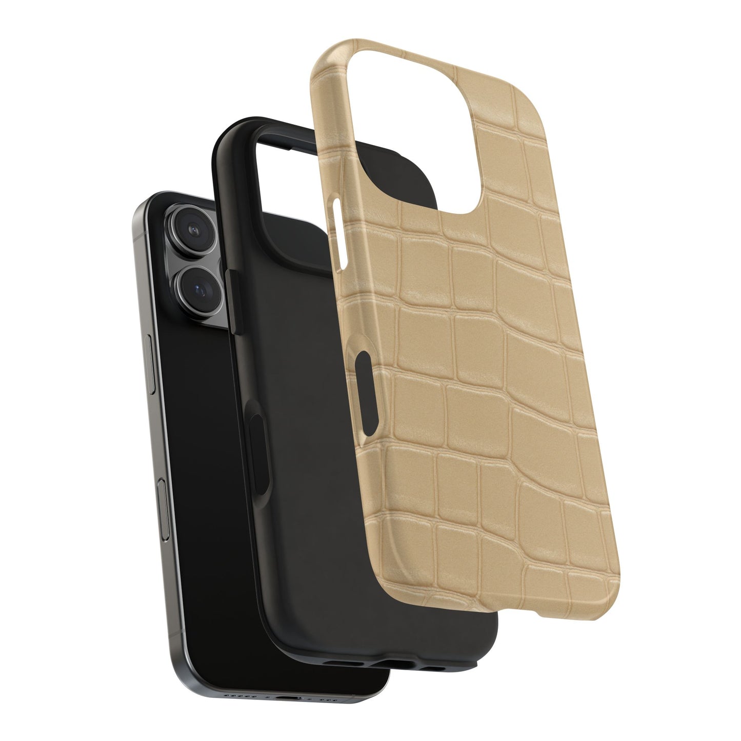 Tough Phone Case — Shockproof Alligator-Texture, Beige Croc