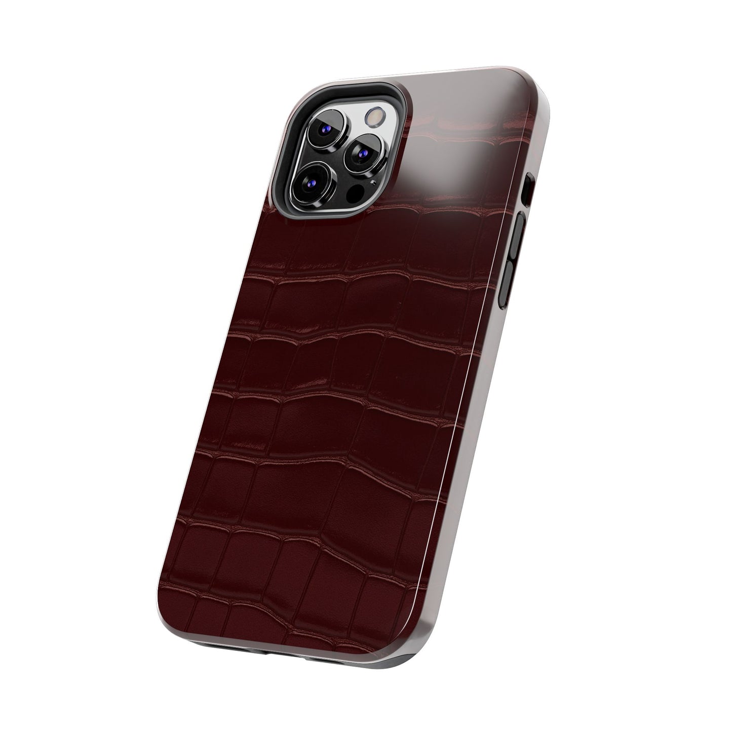 Tough Phone Case — Burgundy, Croc-Embossed
