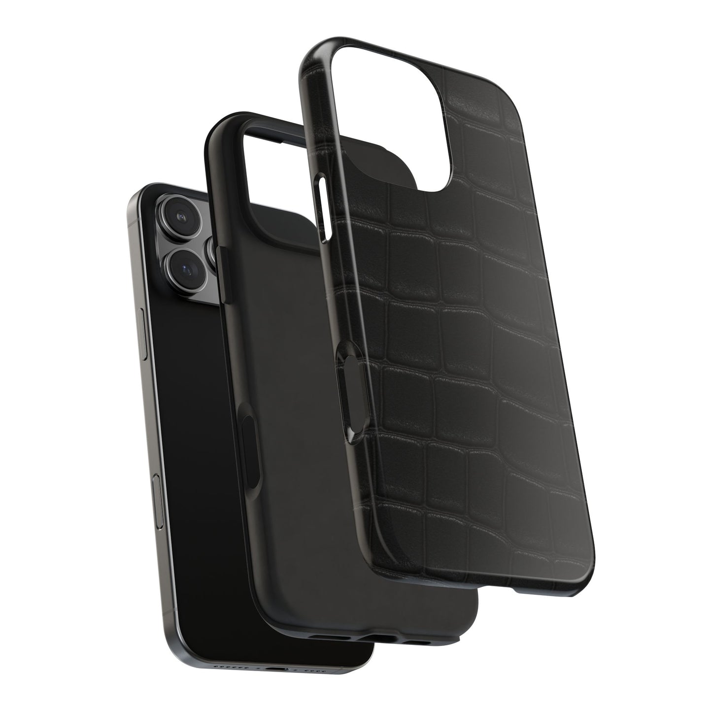 Tough Phone Case – Black Croc Texture