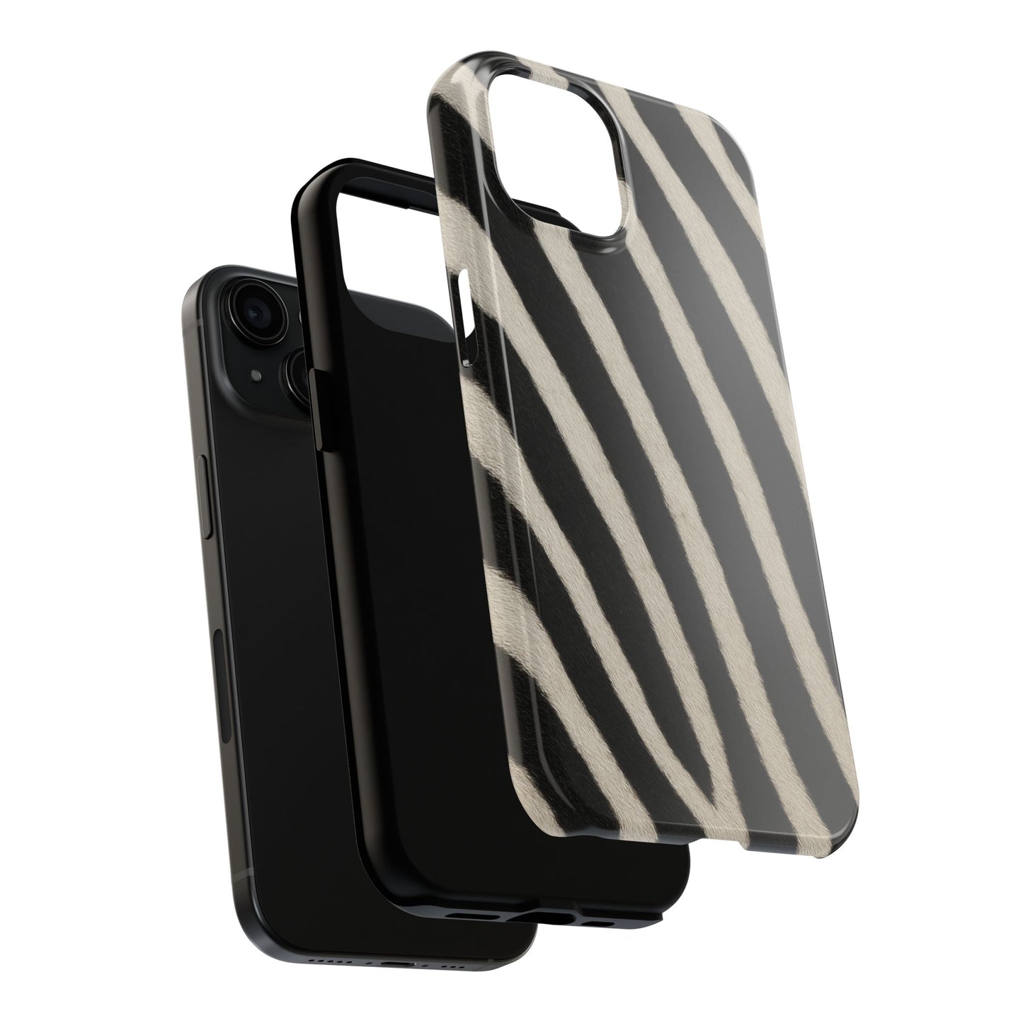 Tough Phone Case —Zebra Stripe, Black & White Animal Print
