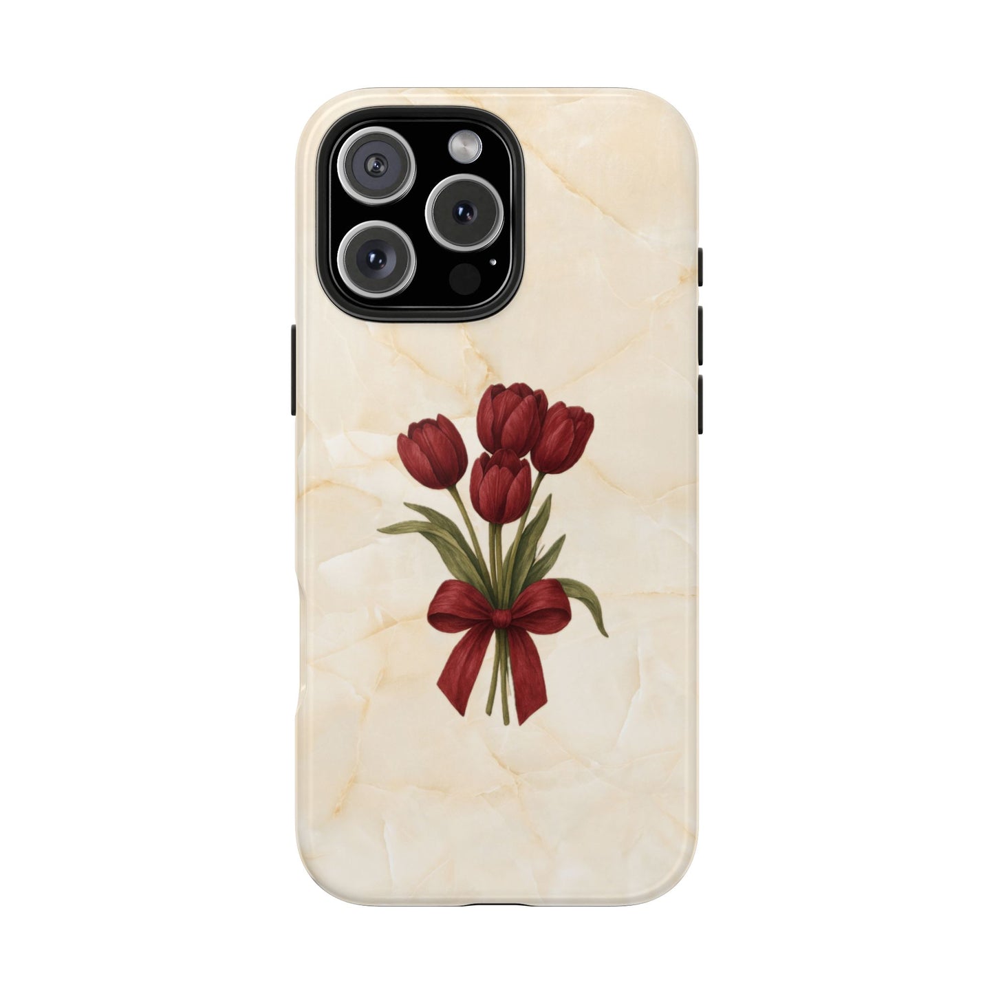 Tough Phone Case — Red Tulip Bouquet on Marble