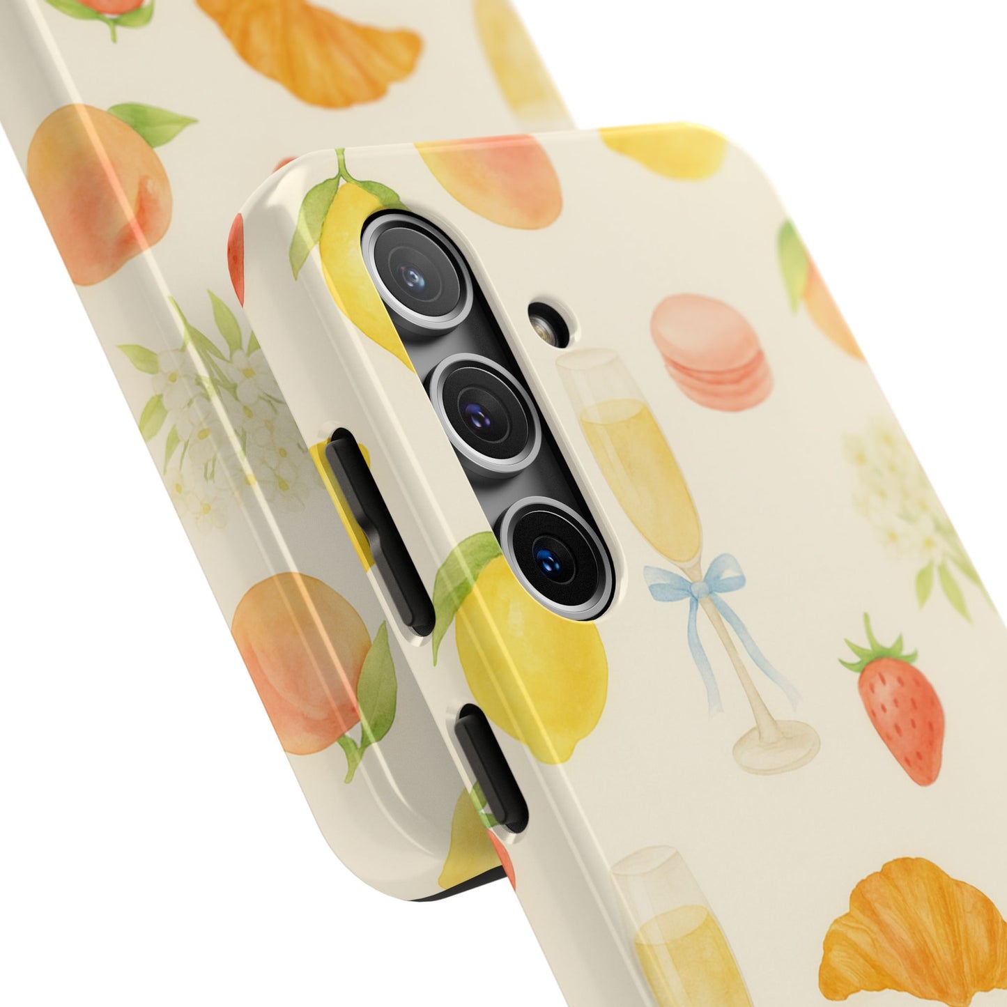 Tough Phone Case — Strawberries, Croissant & Champagne Floral Design