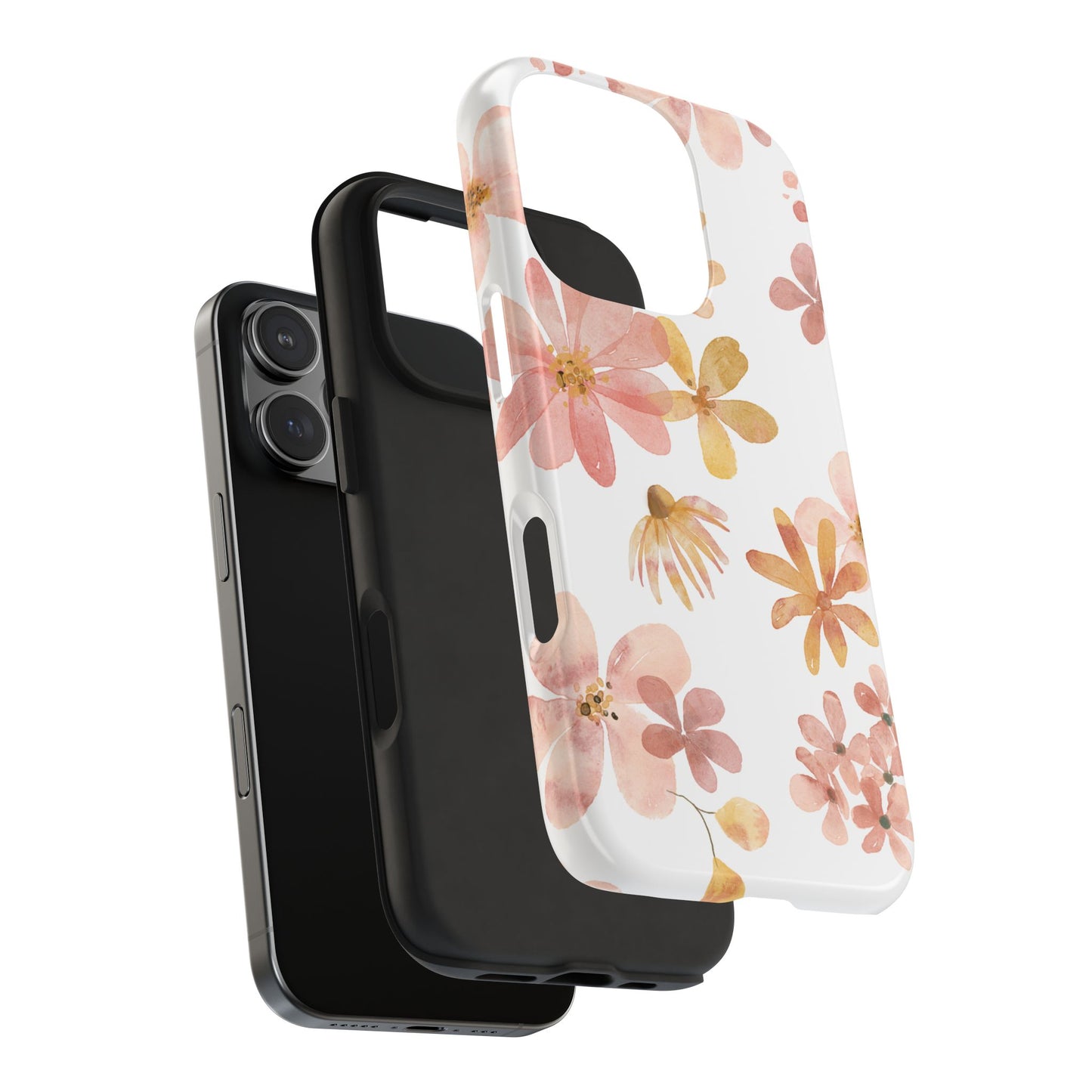 Tough Phone Case — Pink & Gold Blossom Protective Cover