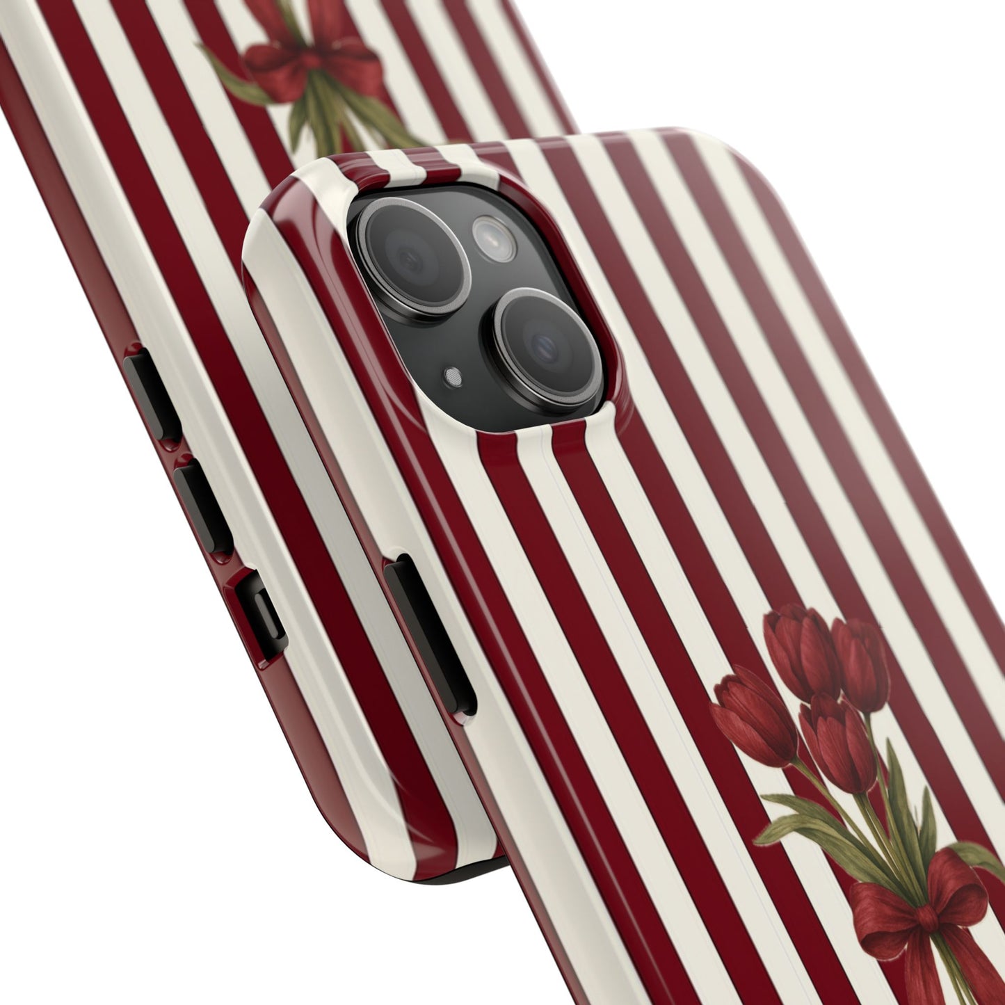 Tough Phone Case —Red Stripe Floral Bouquet