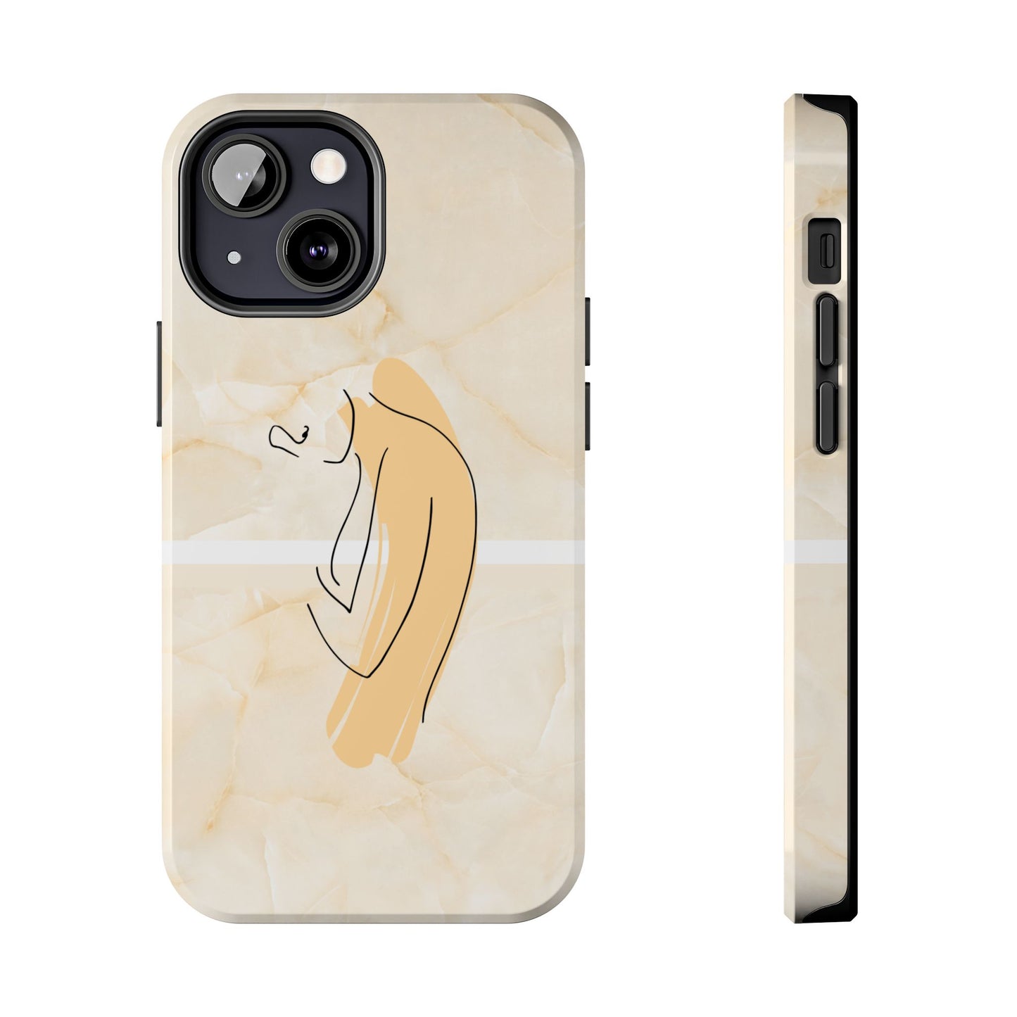 Tough Phone Case — Marble Minimalist Line Art