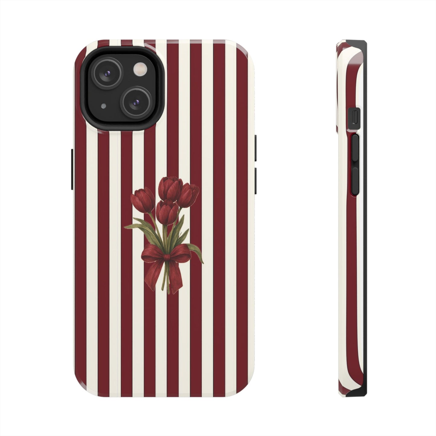 Tough Phone Case —Red Stripe Floral Bouquet