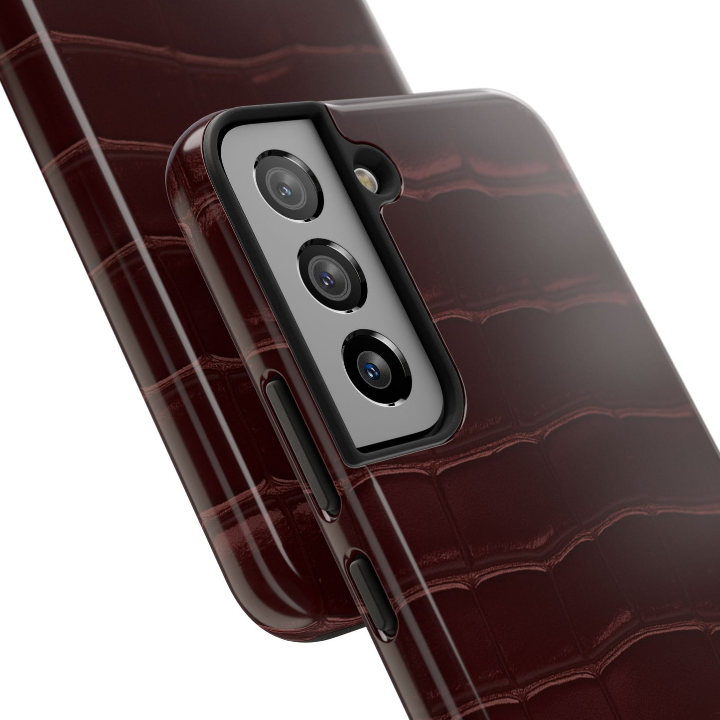 Tough Phone Case — Burgundy, Croc-Embossed