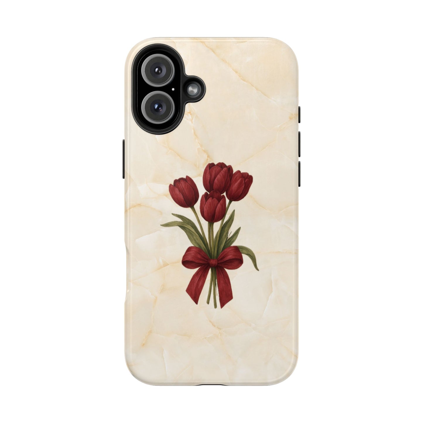 Tough Phone Case — Red Tulip Bouquet on Marble