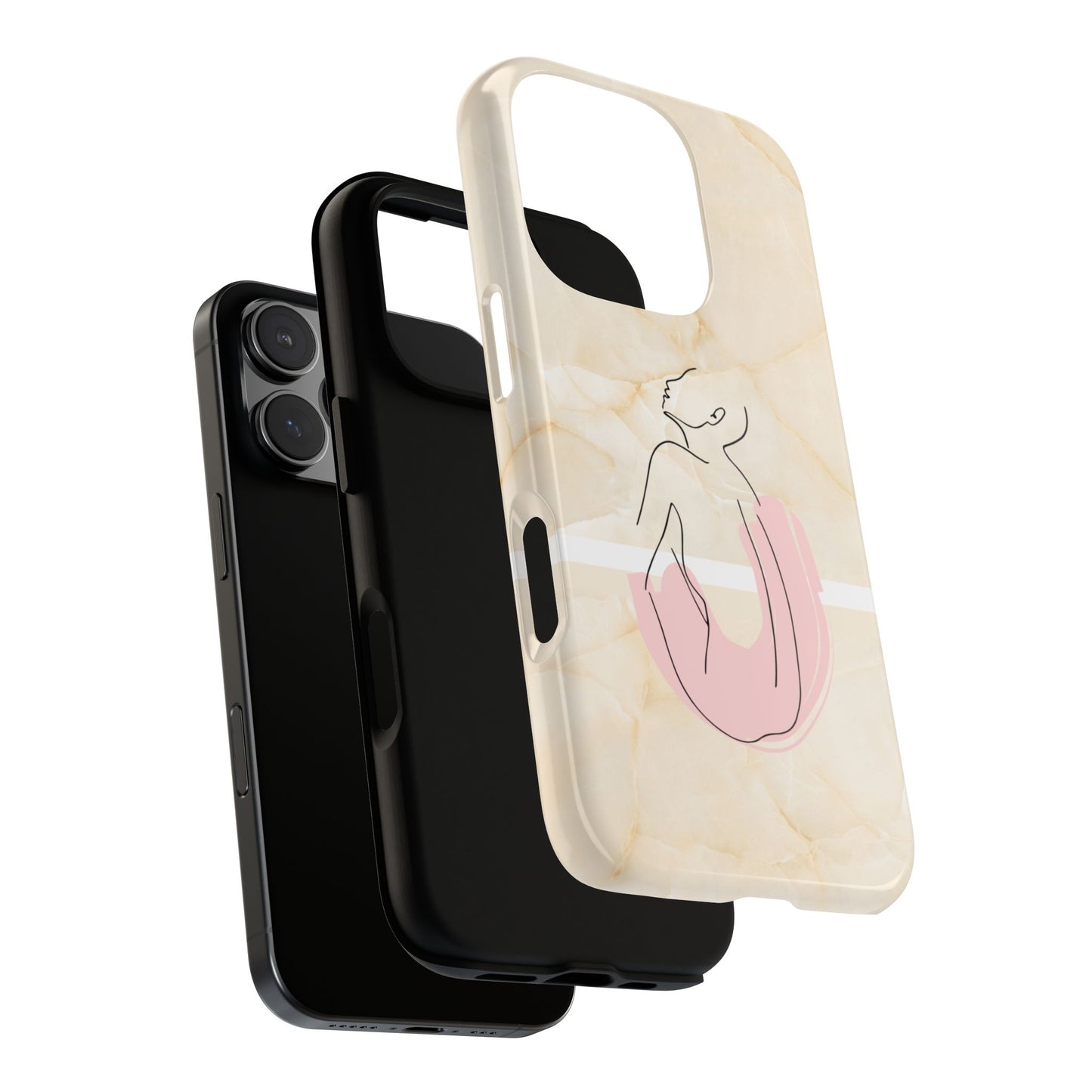 Tough Phone Case — Marble Minimalist Line Art