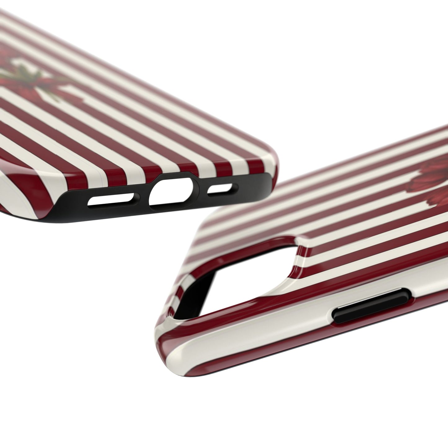 Tough Phone Case —Red Stripe Floral Bouquet