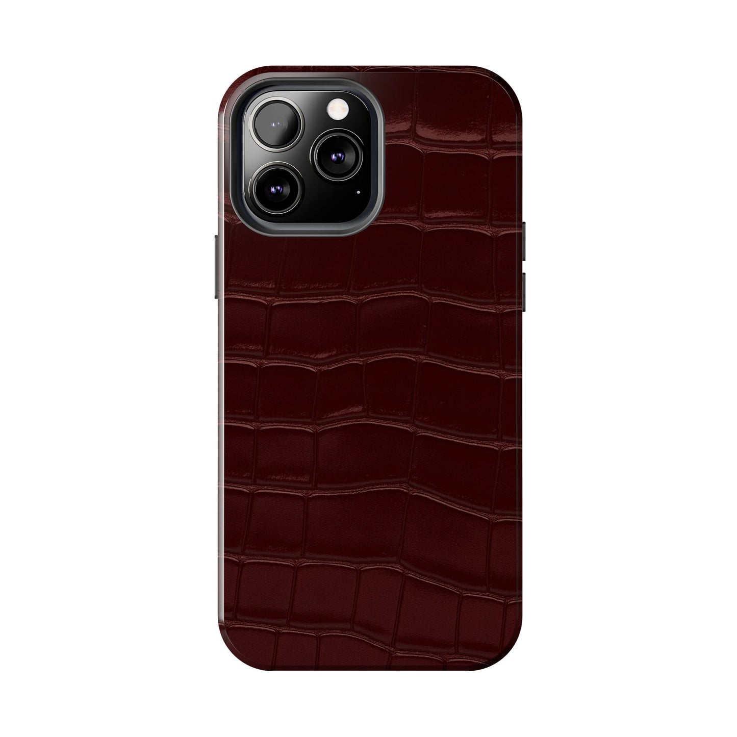 Tough Phone Case — Burgundy, Croc-Embossed