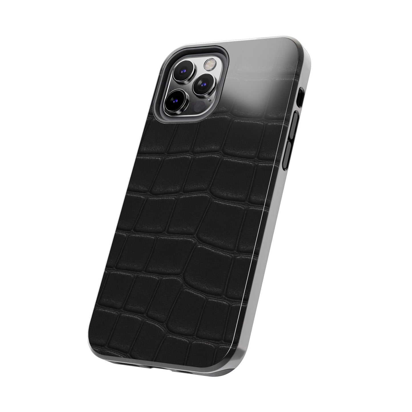 Tough Phone Case – Black Croc Texture